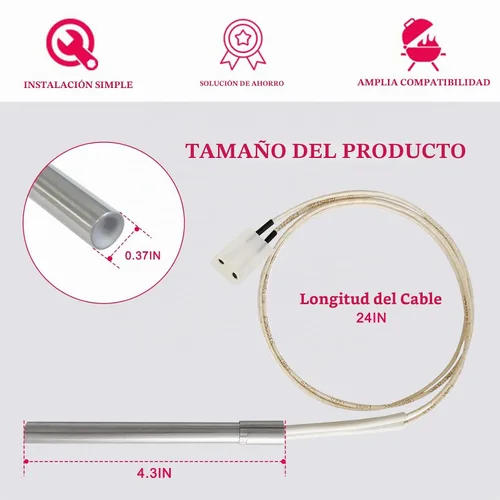 Vista 3 de Paquete de 2 encendedores de barra caliente compatibles con parrilla de pellets de madera Pit Boss y Camp Chef, el kit de elementos calefactores