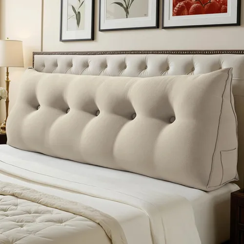 Vista 14 de WOWMAX Almohada ergonómica para cabecero para cama de tamaño matrimonial, almohadas tapizadas multifuncionales para cabecero, tableros portátiles