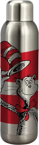 Vista 2 de Dr. Seuss Cat In The Hat - Botella de agua de acero inoxidable con estampado UV, 22 onzas