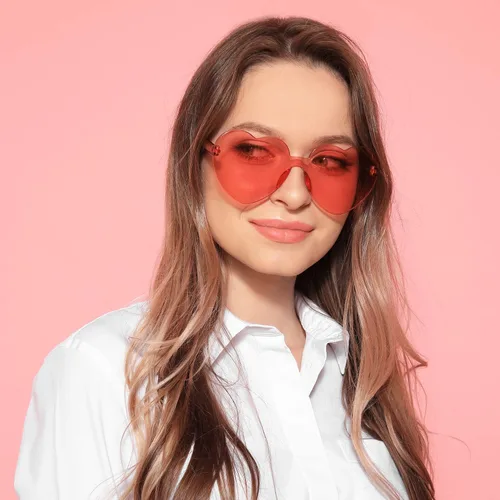 Vista 5 de Frienda 6 lentes de sol con forma de corazón rosa para fiestas y cosplay