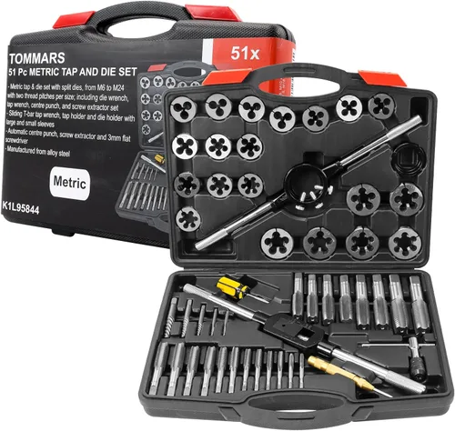 Vista 8 de TOMMARS 51Pcs Jumbo Tap and Die Set, 1/4-20 to 1-14 SAE Threading