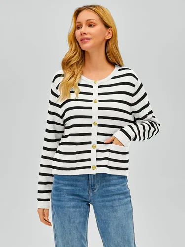 Vista 3 de AUTOMET Suéteres a rayas para mujer, ropa de otoño 2023, ropa de moda de otoño con botones y bolsillos