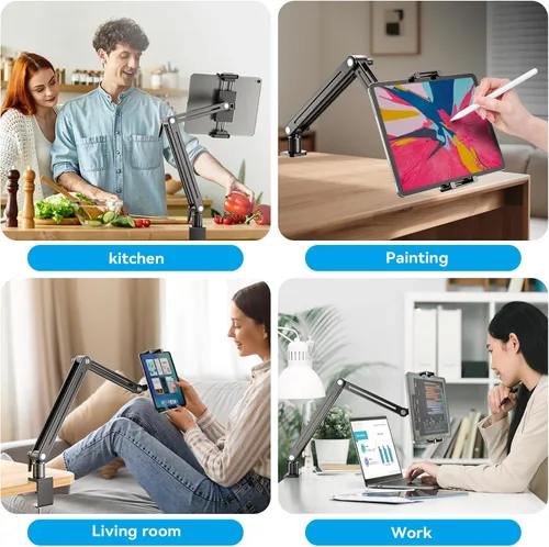 Vista 7 de Jakeko Soporte para brazo de monitor portátil, diseño de aluminio con ultraestabilidad y alta capacidad de carga