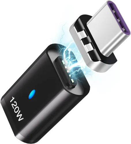 Vista 12 de Adaptador magnético USB C Ángel derecho + USB magnético tipo C recto 5 pines, compatible con PD 120 W carga rápida, transferencia de datos de 480