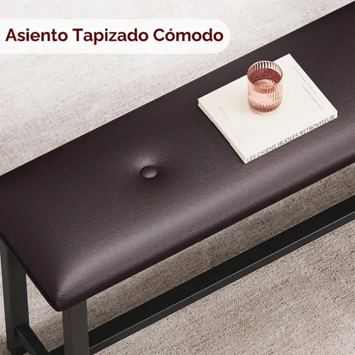 Vista 7 de IDEALHOUSE Juego de mesa de comedor de 3 piezas, mesa de cocina y bancos para 4, juego de mesa de comedor rectangular con 2 bancos tapizados, juego
