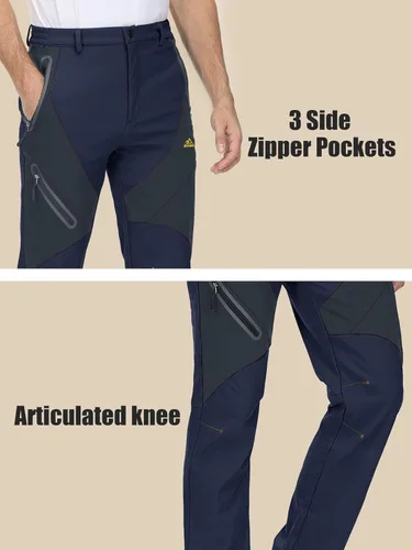 Vista 5 de MAGCOMSEN Men's Winter Pants Snow Pants Fleece Lined Water Resistant 4 Zip Pockets Skiing Pants