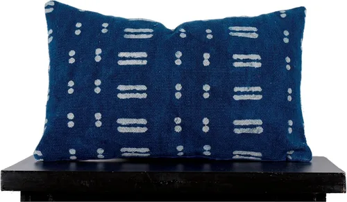 Vista 9 de Trade Star Mudcloth - Funda de cojín decorativa para lumbar, 100% algodón, color índigo, estilo granja, funda de almohada gruesa, estilo bohemio