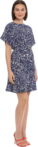Vista 6 de Donna Morgan Vestido con cuello barco y mangas tipo kimono y dobladillo con volantes para mujer Anaranjado encendido