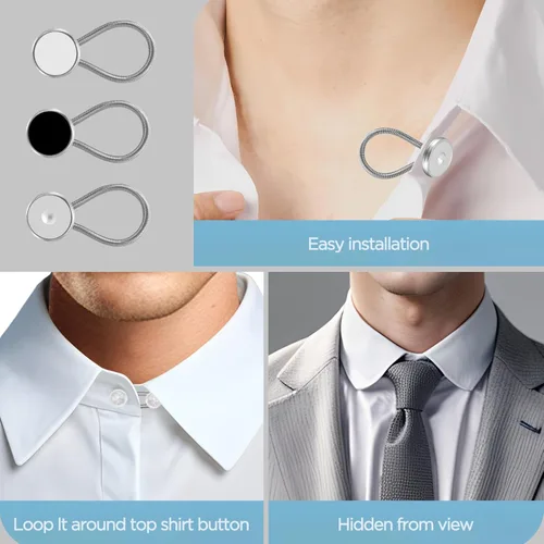 Vista 7 de 12 extensores de botón de cuello de camisa para camisas de vestir para hombres, extensor de botón de cuello cómodo, también funciona como extensores