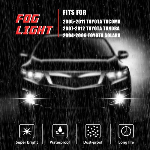 Vista 3 de Lámparas antiniebla de conducción de repuesto para Toyota Tacoma 2005-2011, Toyota Tundra 2007-2012, Toyota Solara 2004-2006 con bombillas halógenas