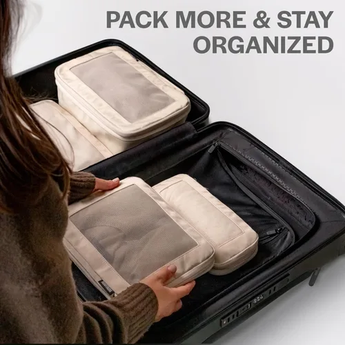Vista 7 de Aerotrunk Cubos de embalaje de compresión para viajes, bolsas organizadoras de equipaje, cubos de embalaje con doble cremallera para maletas