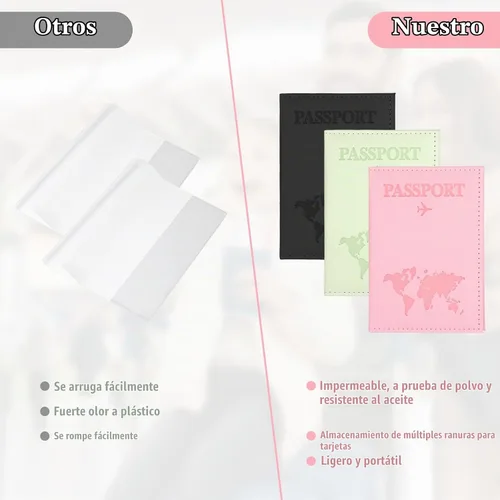 Vista 7 de Paquete de 3 soportes para pasaporte para viajes, funda de cartera de pasaporte de viaje, soporte para pasaporte para libros de pasaporte