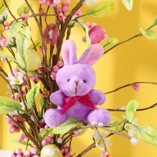 Vista 5 de 36 piezas de mini conejitos de peluche a granel de 4 pulgadas, cesta de Pascua a granel, regalos de conejos pequeños, muñecas de peluche