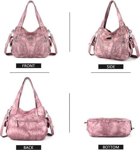 Vista 2 de Monederos y bolsos de mano de moda para mujer, bolsos de hombro con asa superior, bolsos de cuero sintético