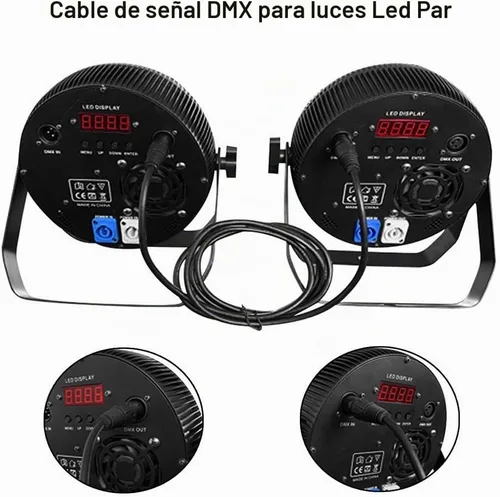 Vista 5 de Cable DMX de 3.2 pies, 10 cables de señal DMX de 3.3 ft, cables de señal, cable de señal XLR macho a hembra de 3 pines con conectores de metal
