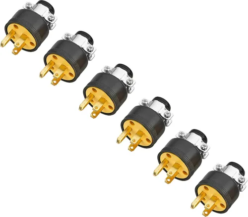 Vista 2 de Cable de extensión para reparación de cables eléctricos de 15 amperios, 125 voltios, 1 juego de conectores de repuesto macho hembra de 3 clavijas