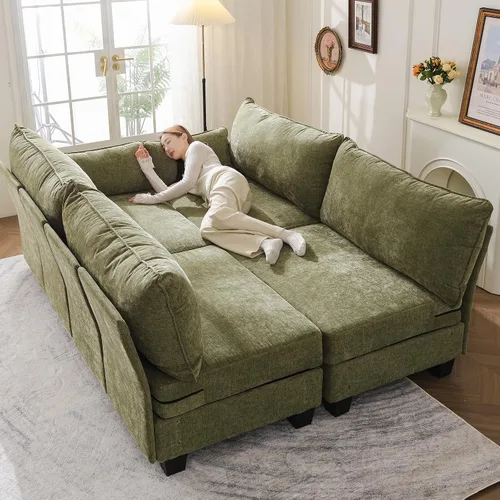 Vista 10 de Sofá de dos plazas de 53'' con almacenamiento en todos los asientos, sofá seccional modular con asiento profundo, cómodo sofá de gran
