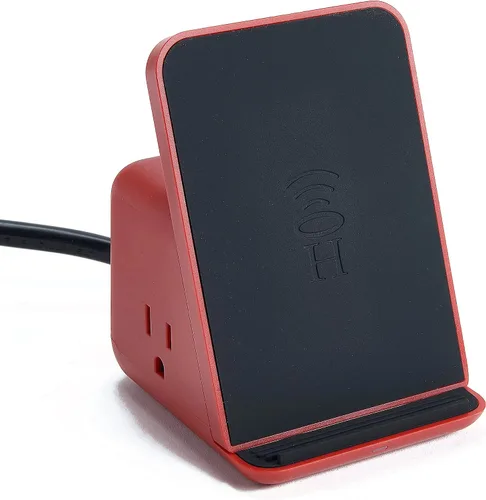 Vista 4 de Halo Almohadilla de carga inalámbrica con 3 puertos USB y 2 salidas de CA, conveniente estación de carga para hasta cinco dispositivos, carbón