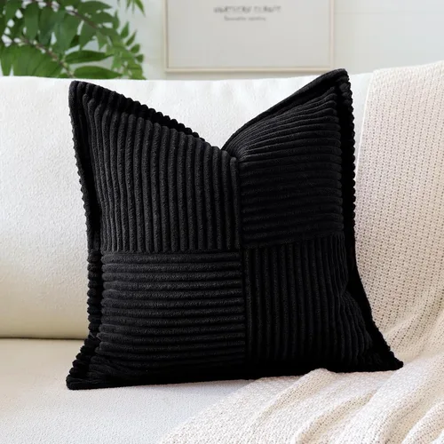 Vista 14 de OTOSTAR Fundas de almohada decorativas de pana a rayas con empalme, fundas de almohada bohemias súper suaves, almohadas decorativas con textura