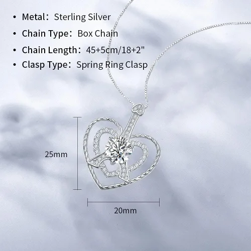 Vista 5 de SFERT Woman's Love Infinity Double Heart 925 Sterling Silver Pendant Necklace Valentine's Day Birthday Wedding Anniversary for Wife