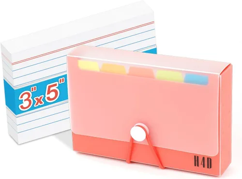 Vista 13 de Estuche de tarjetas de índice H4D de 3x5 con 100 tarjetas de índice pesadas rayadas y separadores, negro