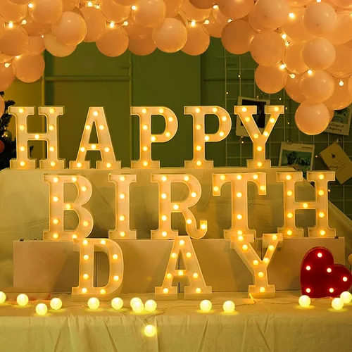 Vista 13 de Letras de marquesina iluminadas para bebés - Letrero LED con letras y números para decoración de cumpleaños, mesa del hogar, blanco