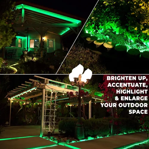 Vista 5 de Cuerda de luz LED verde de 60 pies con 648 luces LED con 8 modos de 1/2 pulgada de grosor, controlador conectable al aire libre, permanente