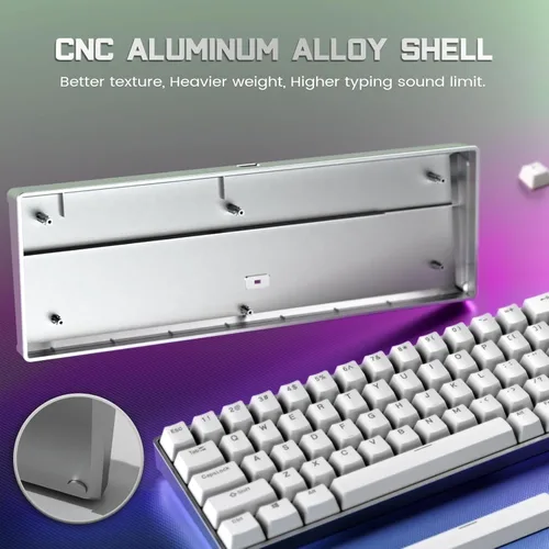Vista 3 de RK ROYAL KLUDGE RK68Pro Teclado mecánico con cable 60% de aluminio, teclado compacto para juegos con software de 68 teclas retroiluminación RGB