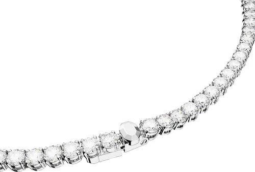 Vista 4 de Swarovski Matrix Tennis Necklace with Bright Blue Crystals on a Rhodium Finished Setting