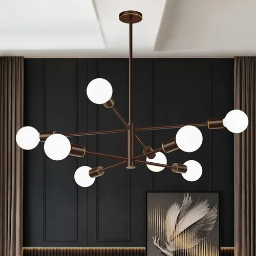Vista 14 de Sputnik - Lámpara de techo con 6 luces para comedor Negro y oro cepillado