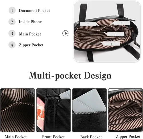 Vista 5 de Bolso de mano de moda Bolso de hombro de cuero PU Bolso cruzado Bolso impermeable con asa superior Bolso de mensajero para mujer Bolso de mano