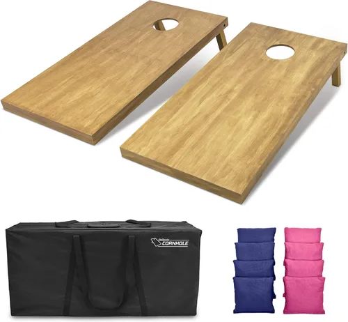 Vista 19 de GoSports 4 ft x 2 ft Regulation Size Wooden Cornhole Boards Set with Light Brown Finish - Includes Carrying Case and Bean Bags Negro- gris