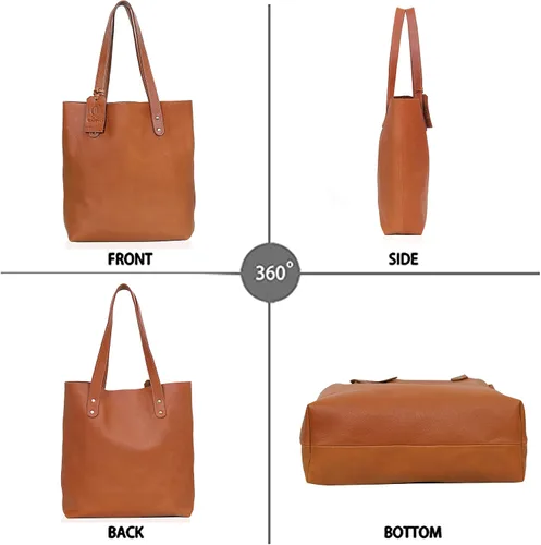 Vista 8 de Women Tote Bags Top Handle Satchel Handbags Genuine Leather Shoulder Purse