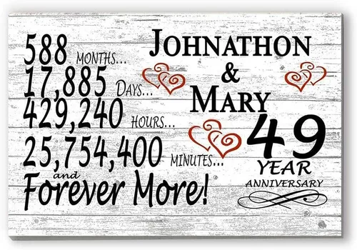 Vista 37 de Letrero personalizado de aniversario de 1 año, regalo de primer aniversario de boda, regalo para días de pareja, minutos, años, madera maciza, 16.5
