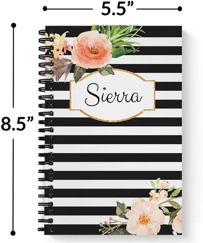 Vista 4 de Planificador y organizador clásico floral personalizado mensual y semanal de tapa dura, 1 año completo, enero-diciembre con fecha u opción sin