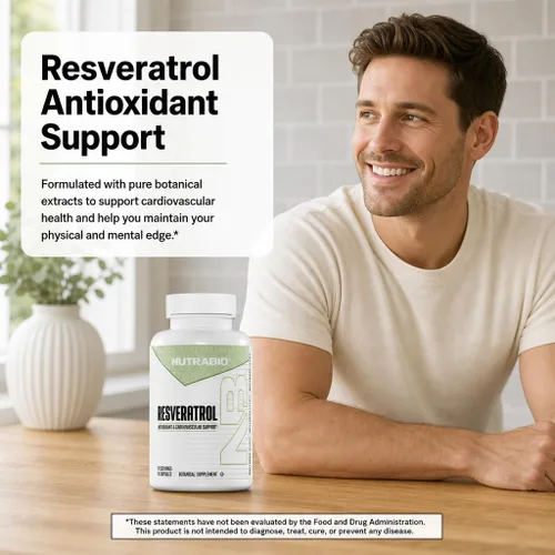 Vista 5 de NutraBio - Suplemento de resveratrol 98% puro, 500 mg, 90 cápsulas Estandarizado a 490 mg de resveratrol trans, apoyo para la salud cardíaca