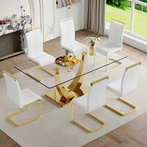 Vista 12 de Mesa de comedor moderna para mesa de comedor de mármol sintético de 4/6, 63 pulgadas, mesa de cocina rectangular, mesa de cocina y comedor de fácil