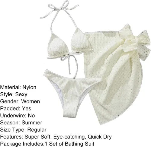 Vista 6 de shlutesoy Traje de baño libre de alergia desgaste atractivo mujeres sexy traje de baño tres piezas bikini conjunto para mujer