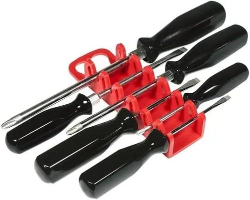 Vista 2 de Ernst Manufacturing Soporte de Destornilladores de 6 Herramientas - Portadestornilladores en Rojo Vibrante (Modelo 5306) para Almacenamiento