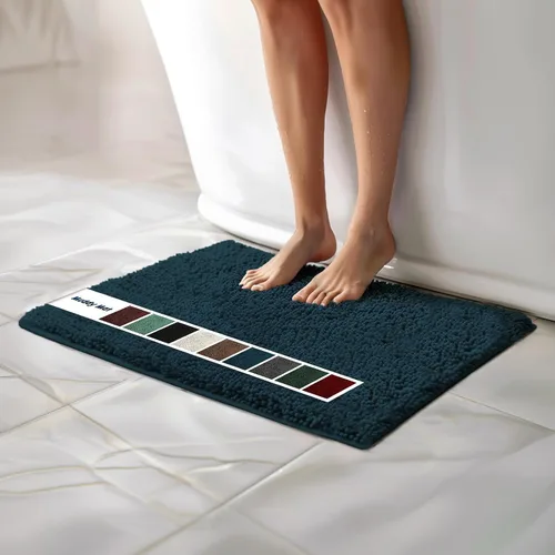 Vista 62 de Muddy Mat Alfombras de Baño de Chenilla de Microfibra de Secado Rápido Antideslizantes Lavables, Extra Gruesas, Suaves y Altamente Absorbentes Gris