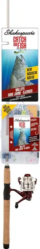Vista 10 de Shakespeare Catch More Fish Spinning Reel and Fishing Rod Combo with Kit rojo - mediano