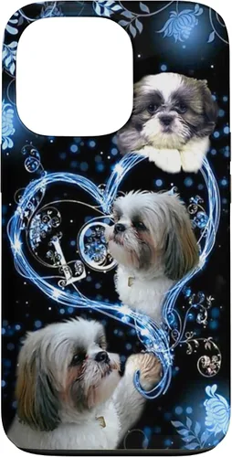 Vista 10 de Funda para PC iPhone 16 I Love Shih Tzu Dogs Flowers Heart Shih Tzu Metal