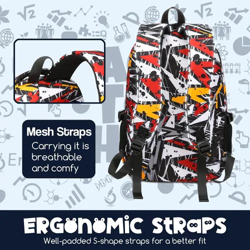 Vista 5 de FOKDUVB Mochila para niños, bolsas de libros escolares para jardín de infantes, primaria, preescolar, mochilas para niños, Béisbol de fuego B