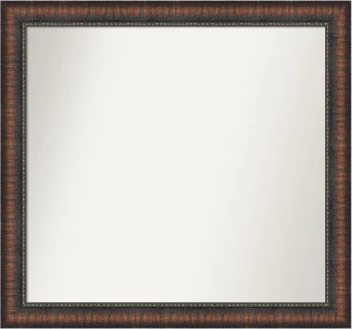 Vista 138 de Amanti Art Espejo de baño marrón para sobre el fregadero, 24 x 24 pulgadas, espejo de tocador cuadrado marrón Caleb, marco de madera rústica