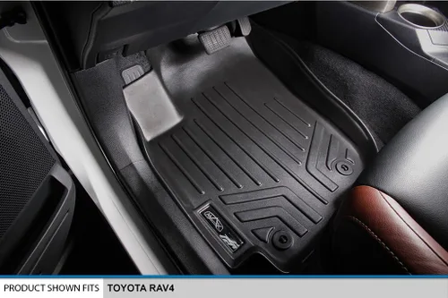 Vista 2 de SMARTLINER Juego de alfombrillas de piso personalizadas de primera fila para Toyota RAV4 2013-2018 Negro