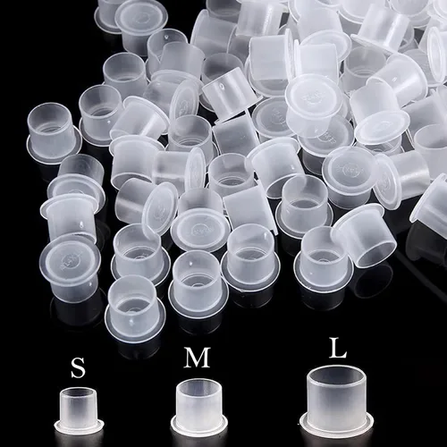 Vista 7 de Urknall 1000pcs tapas de tinta de tamaño mediano tazas de tinta de tatuaje para soporte de tinta tapas de tatuaje para tinta de tatuaje