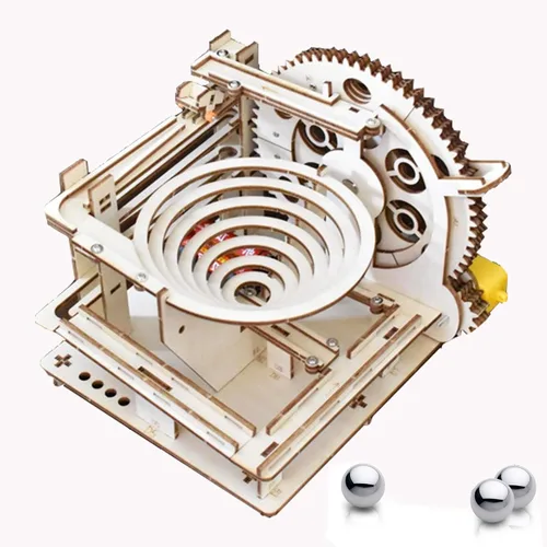 Vista 7 de Rompecabezas de madera 3D en forma de pista de mármol para adultos - Kit de modelo de rompecabezas mecánicos de bricolaje para armar. Artesanías