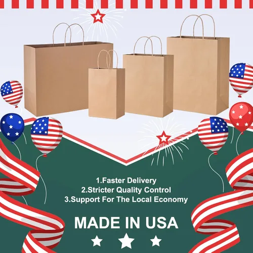 Vista 3 de METRONIC Gift Bags with Handles,16x6x12 Recyclable Brown Paper Bags 50Pcs Marrón