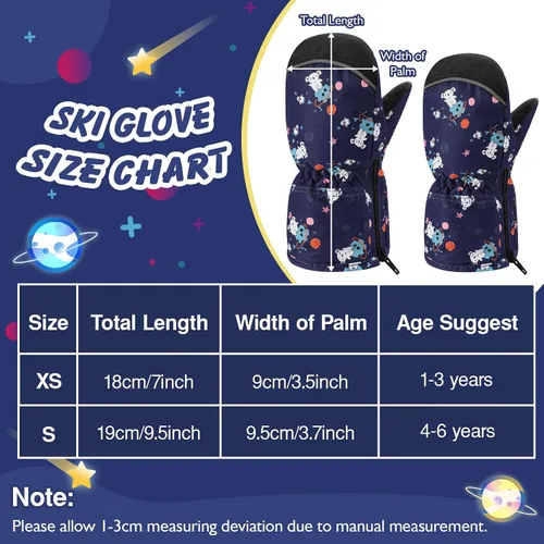 Vista 7 de MoKo Guantes de nieve para niños pequeños, antideslizantes, impermeables, con cremallera, de tela de terciopelo cálido, guantes de esquí para niños