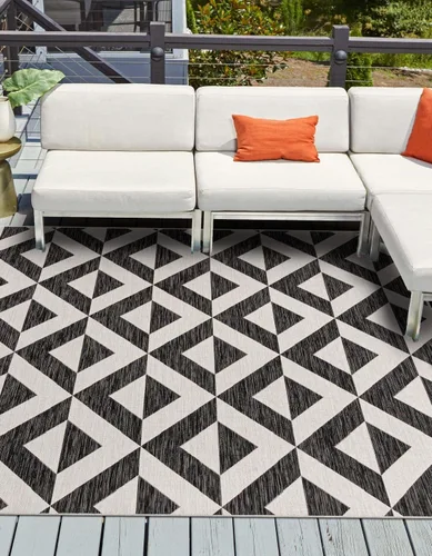 Vista 23 de Unique Loom Jill Zarin Outdoor Collection - Alfombra rectangular (2 pies 2 pulgadas x 3 pies 1 pulgadas, rectangular, beige y marrón)